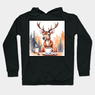 watercolor deer with coffe Hoodie